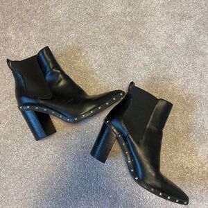 Black Studded Pointed Boots